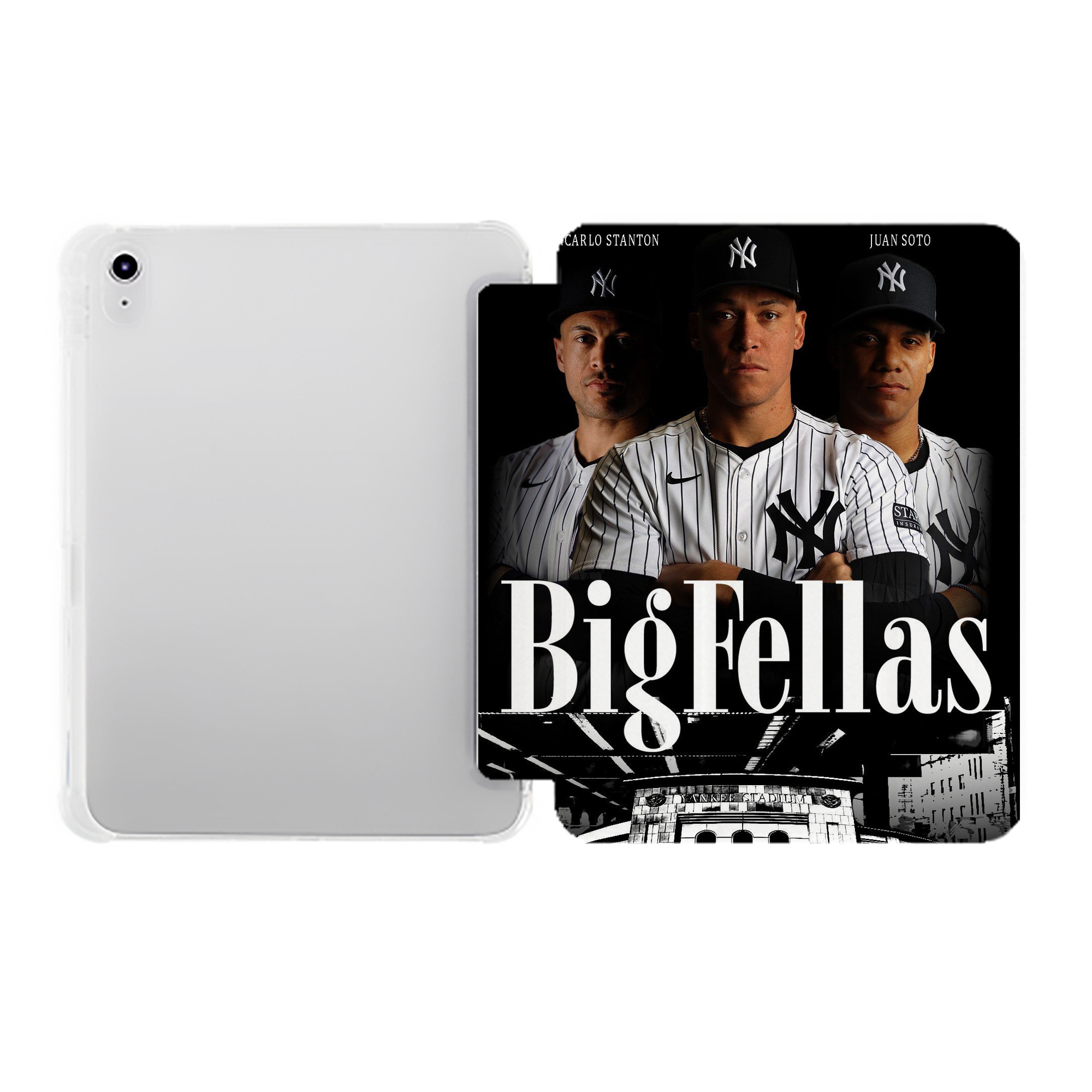 New York Yankees 341 Premium Tri-Fold PU Leather & Silicone IPad Case With Pencil Slot – Fits 9.5,10.5,10.9 – Adjustable Stand, Slim, Protective
